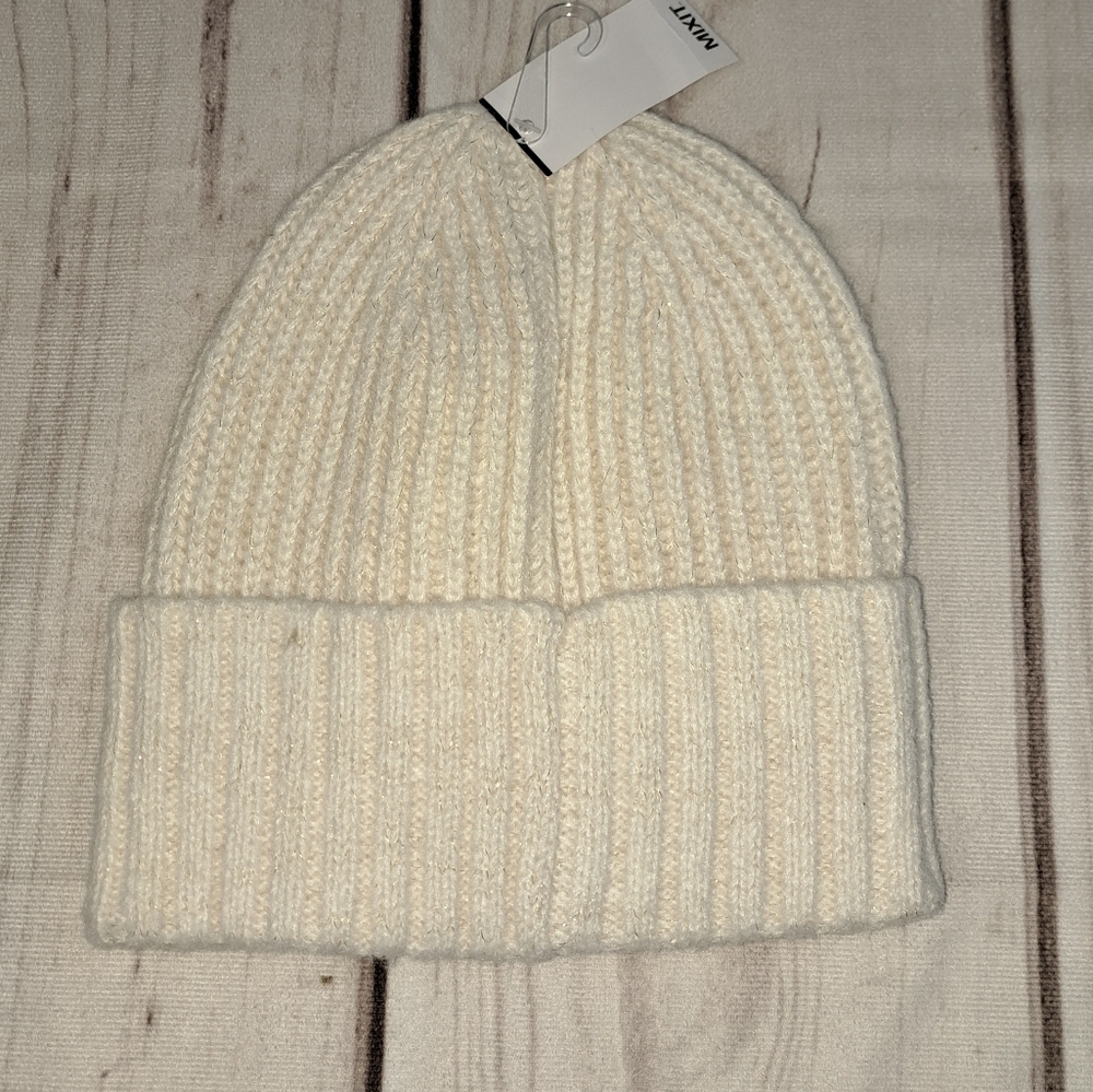 3 FOR 12 SALE Mix It Cream Metallic Beanie Cap Hat